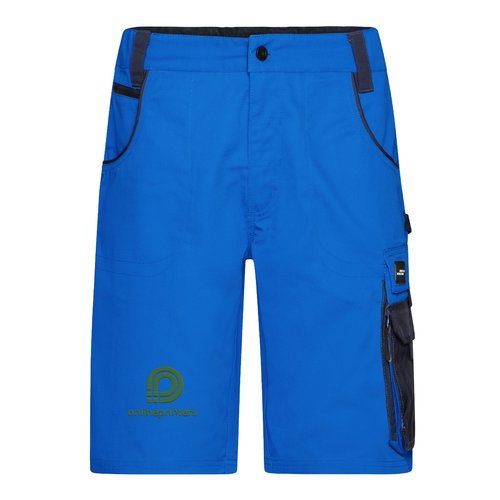 Pantaloncini da lavoro blu in misto poliestere-cotone con tasche.