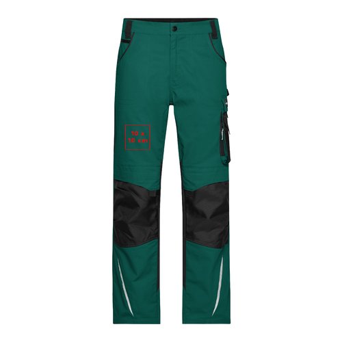 Pantaloni da lavoro verdi in materiale resistente con pratiche tasche.