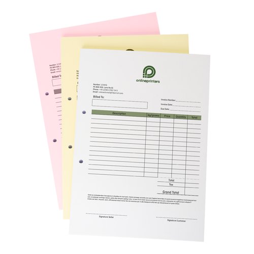 Due pile di moduli autoricalcanti in formato verticale con perforazione a due fori