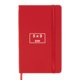 Set regalo rosso con quaderno e penna.