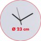 Orologio da parete bianco con lancette di ore, minuti e secondi.