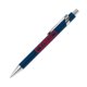 Penna a sfera in metallo blu con clip.