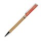 Penna a sfera in legno con clip e dettagli in metallo.