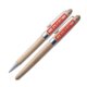 Set da scrittura in legno con penna a sfera e custodia.