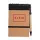 Blocco note con penna e chiusura con elastico.