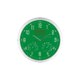 Orologio da parete verde con lancette di ore, minuti e secondi.