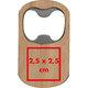 Apribottiglia in legno con inserto in metallo.