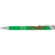 Penna gel verde con elementi in metallo e clip.