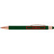 Penna a sfera verde con touch pen e clip.
