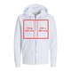 Giacca felpa in tessuto bianco con cappuccio, zip e taglio unisex.