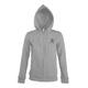 Giacca in felpa m�lange grigio in misto cotone con cappuccio e zip integrale, taglio da donna.
