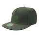 Cappellino snapback verde in tessuto con visiera piatta e chiusura regolabile.