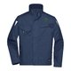 Giacca da lavoro blu navy in misto poliestere-cotone con tasche multiple.