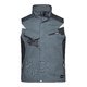 Gilet da lavoro grigio scuro in misto poliestere-cotone con molteplici tasche e cerniera.