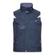 Gilet da lavoro blu navy in misto poliestere-cotone con zip integrale e tasche multiple.