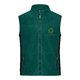 Gilet in pile di poliestere verde scuro con zip integrale e tasche laterali.