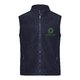 Gilet in pile di poliestere blu navy con zip integrale e tasche laterali.