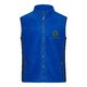 Gilet in pile di poliestere blu con zip integrale e tasche laterali.