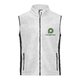 Gilet in pile di poliestere bianco da uomo con zip integrale e tasche laterali.