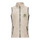 Gilet in pile beige da donna con zip integrale e tasche laterali.