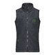 Gilet in pile di poliestere grigio scuro con zip integrale e tasche laterali.