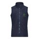 Gilet in pile di poliestere blu navy con zip integrale e tasche laterali.