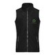 Gilet in pile di poliestere nero e grigio con cerniera integrale.