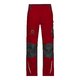Pantaloni da lavoro rossi e neri in misto poliestere-cotone con tasche multiple.