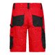 Pantaloncini da lavoro rossi e neri in misto poliestere-cotone con multiple tasche.