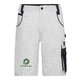 Pantaloncini da lavoro bianchi e grigi in misto poliestere-cotone con tasche multiple.