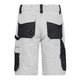 Pantaloncini da lavoro bianchi e grigi in misto poliestere-cotone con tasche multiple.