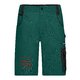 Pantaloncini unisex in tessuto verde con tasche.